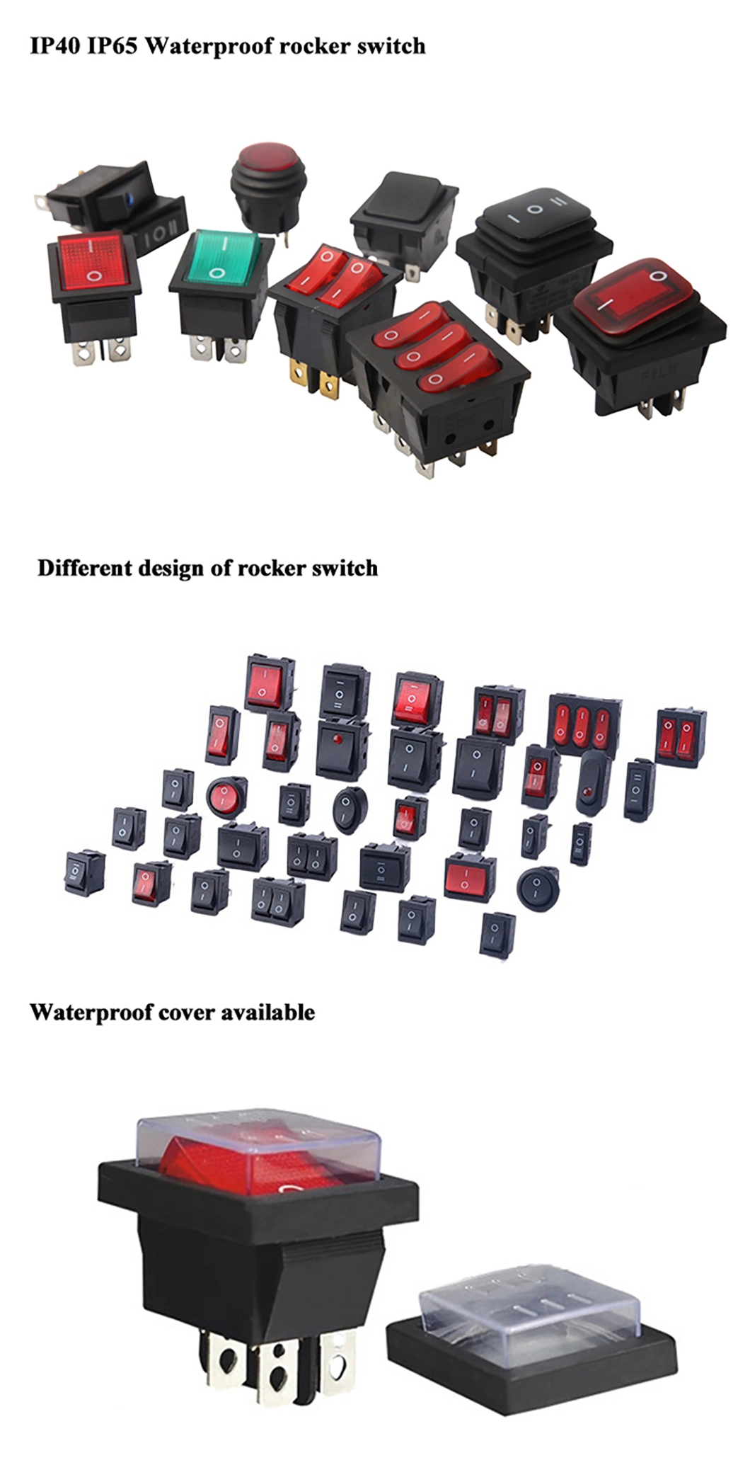 120V Wired Kcd1 Kcd2 Circle Square Round on off Spst Spdt Mini 12 Volt Rocker Switch 12V for Car Automotive RV 2 4 6 Pin Rocker Switch