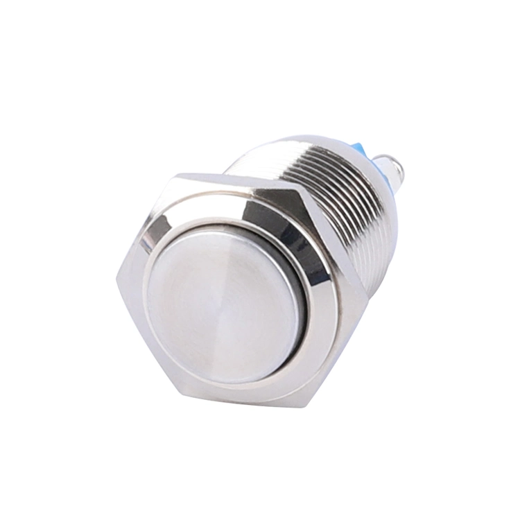 16mm Waterproof Metal Switch Flat Head Self Lock Latching Screw Terminal Push Button Switch